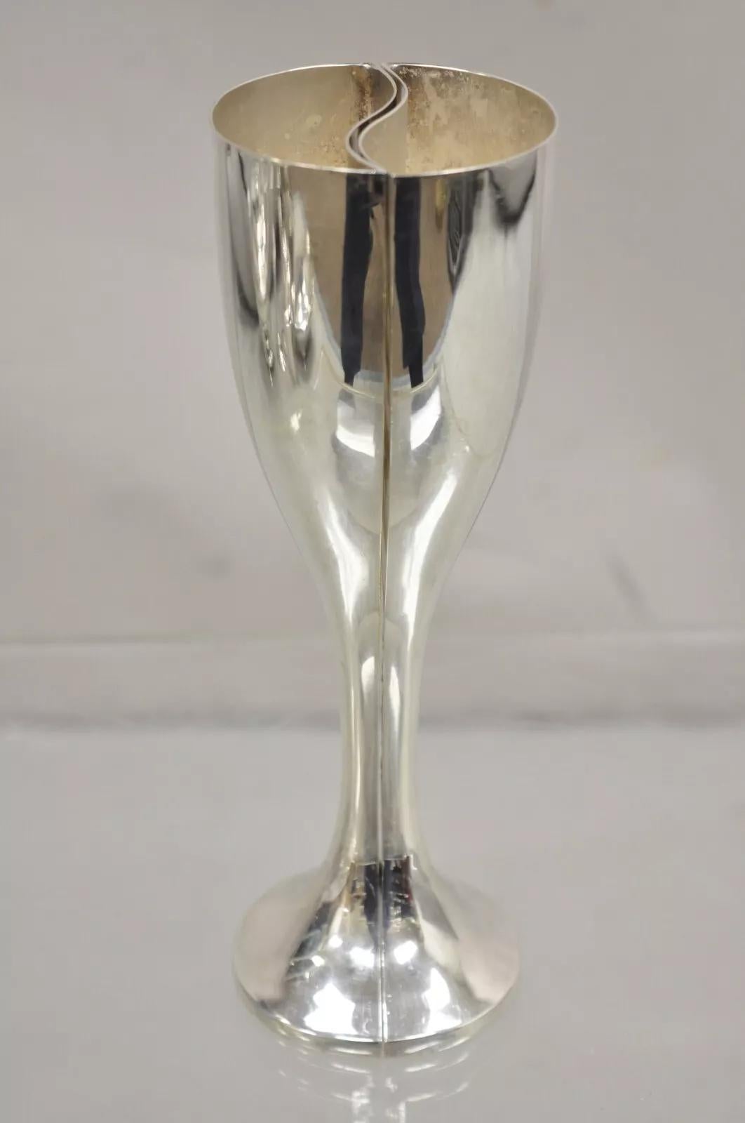 Vintage Cazenovia Abroad Versilbert Hochzeit Kelch Toasting Split Champagner Flöte. Auf beiden Kelchhälften ist der Satz 