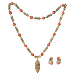 Suite aus Halskette und Ohrringen aus Gold von Cazzaniga, ca. 1960