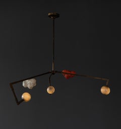 CB/ASYM Chandelier Etched Brass, Porcelain, Glass Handmade Andrea Claire Studio