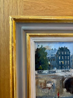 Impressionist French scene, The Pont Nerf, on the River Seine in Paris France