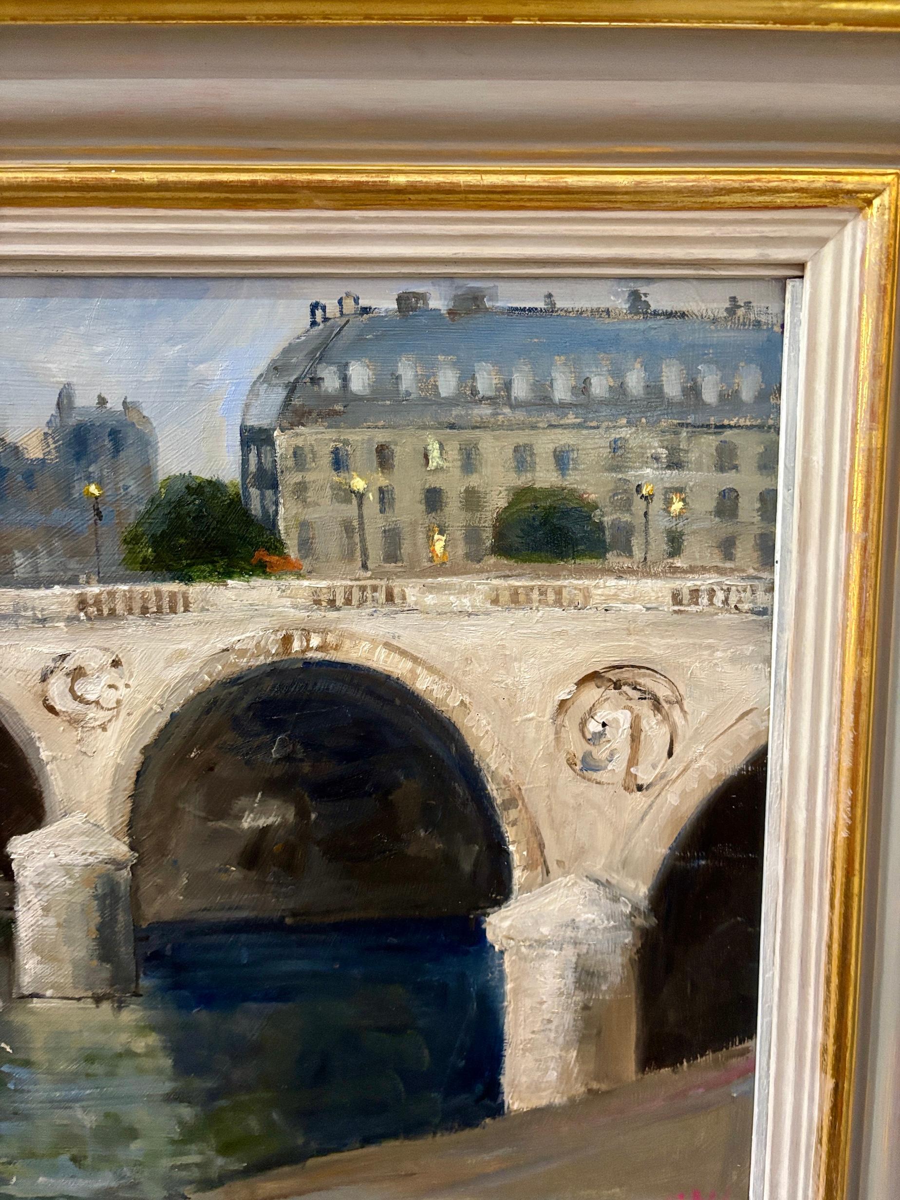 Cette peinture atmosphérique de l'impressionniste anglo-américain Charles Bertie Hall capture l'un des points de repère les plus durables de Paris, le Pont Neuf, avec une vive sensibilité à la fois à l'architecture et à la lumière. L'artiste