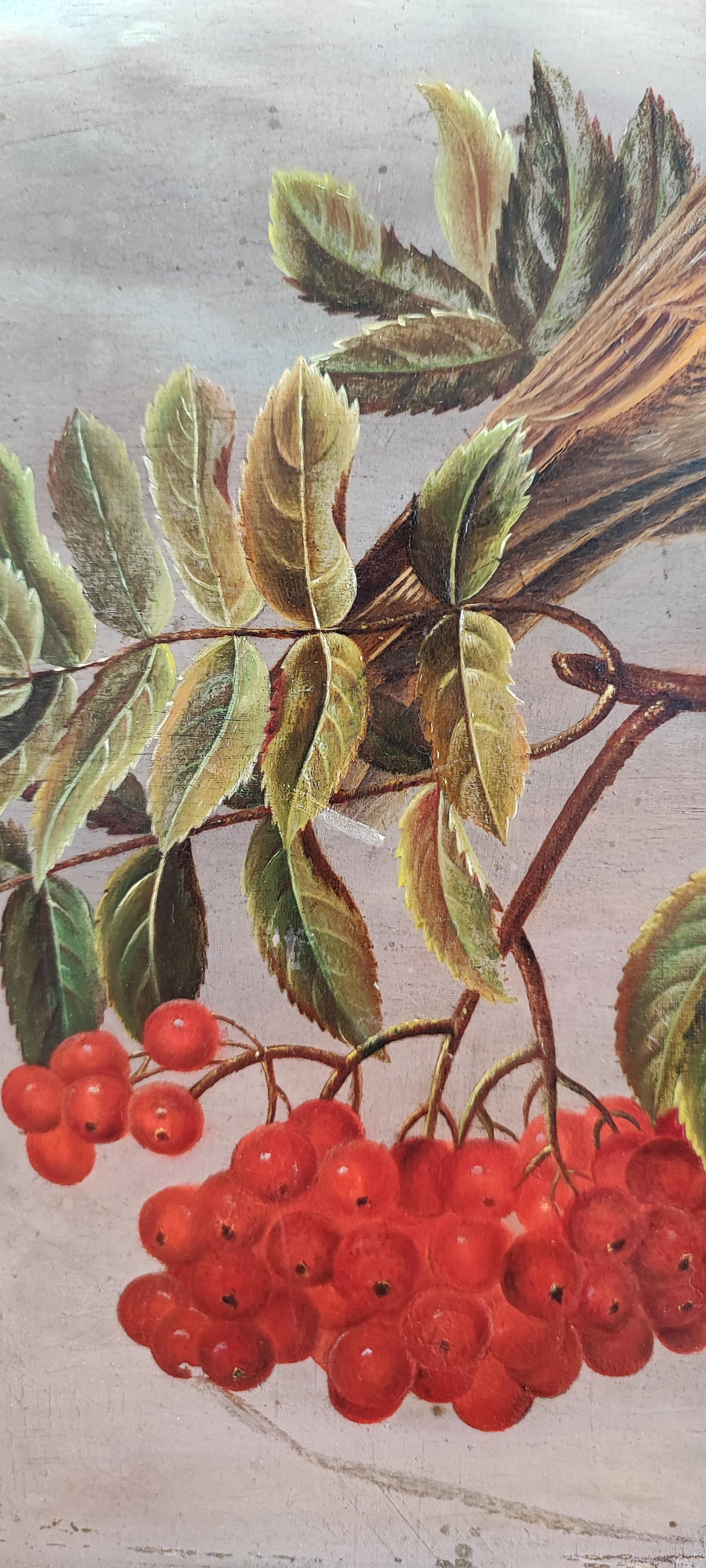 Vogelpaar auf einem fruchtigen Zweig im Angebot 7