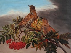 Coppia di uccelli su un ramo fruttato
