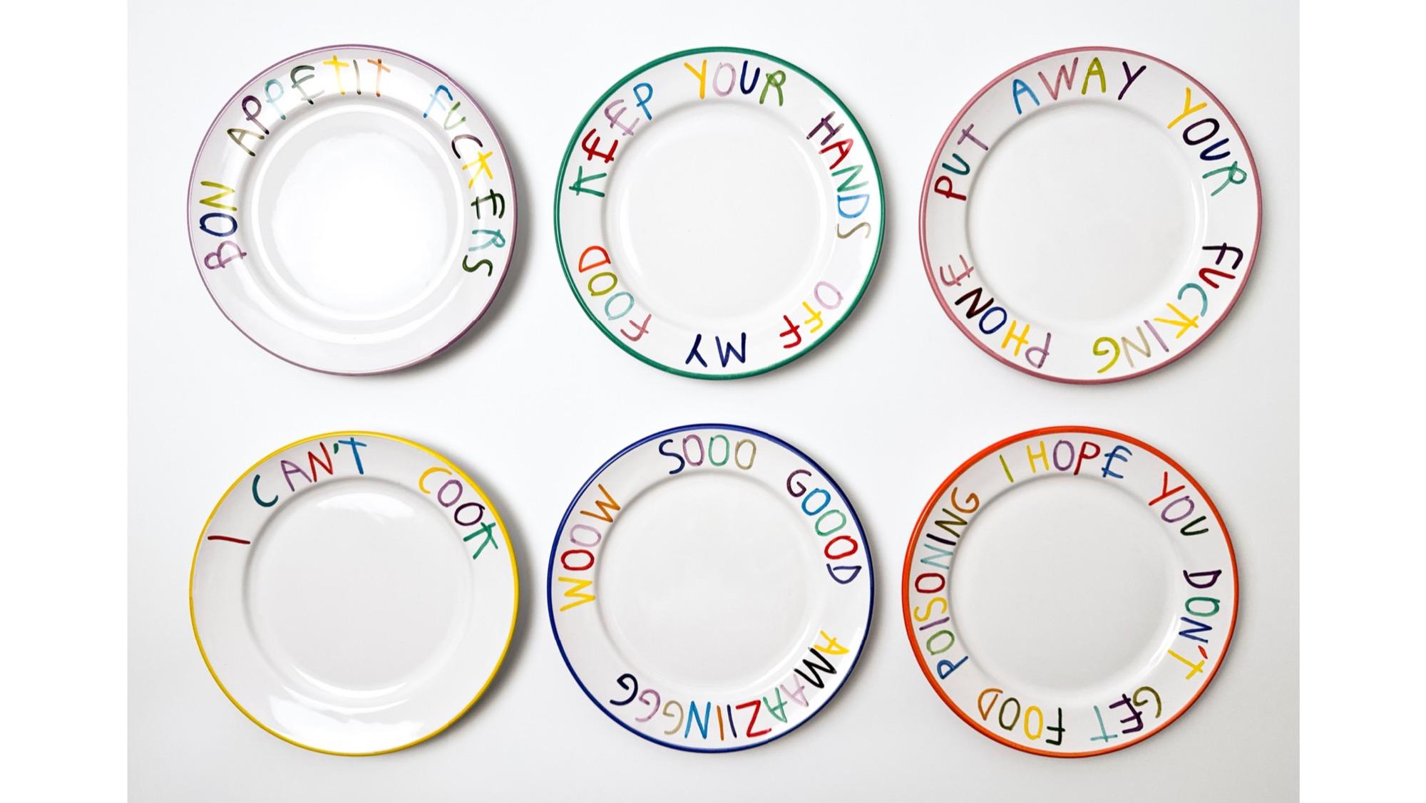 Set of 6 Hand painted ceramis plates - Mixed Media Art by CB Hoyo