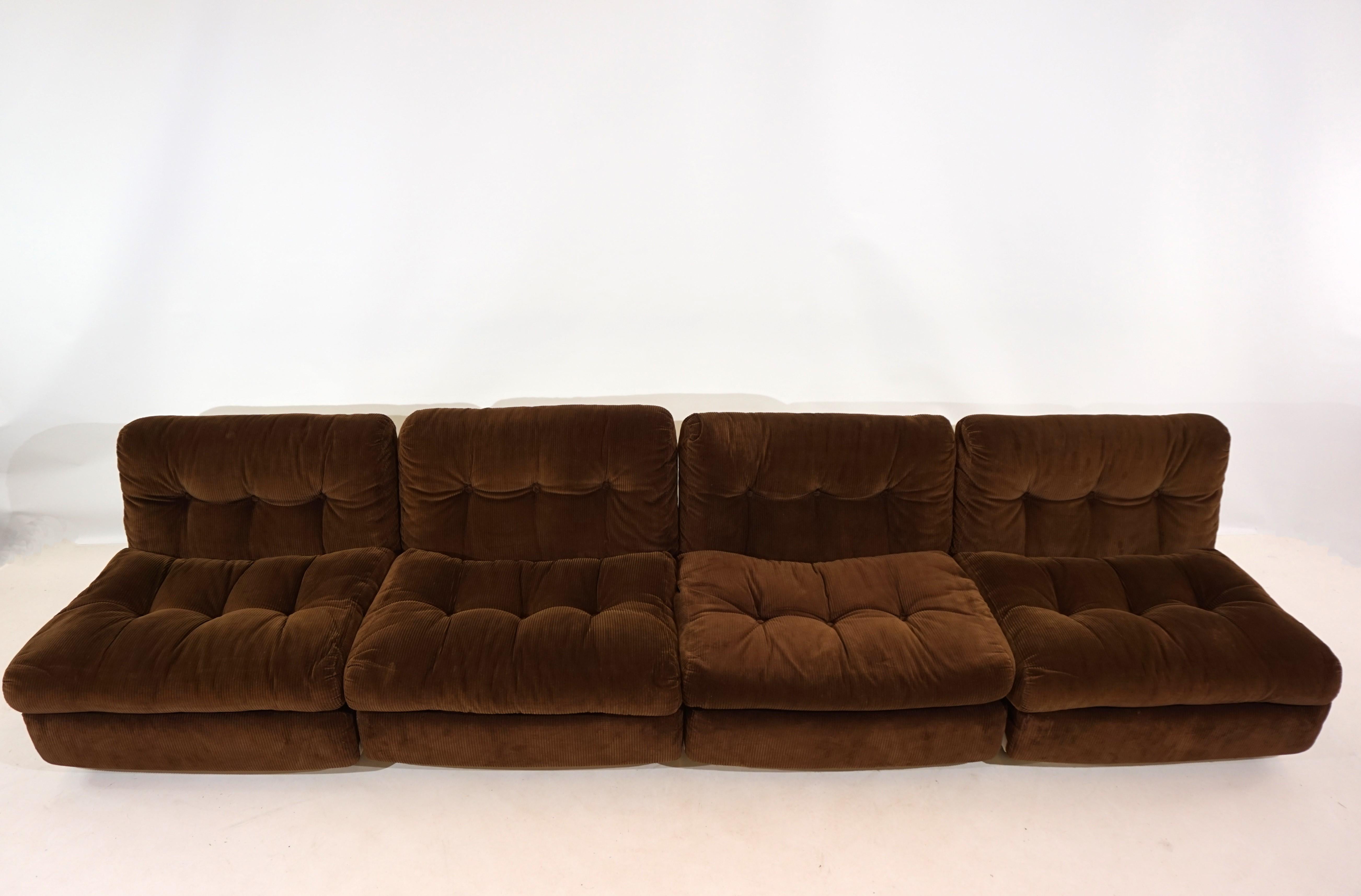 Mid-Century Modern C&B Italia set of 4 Amanta Cord lounge chairs by Mario Bellini