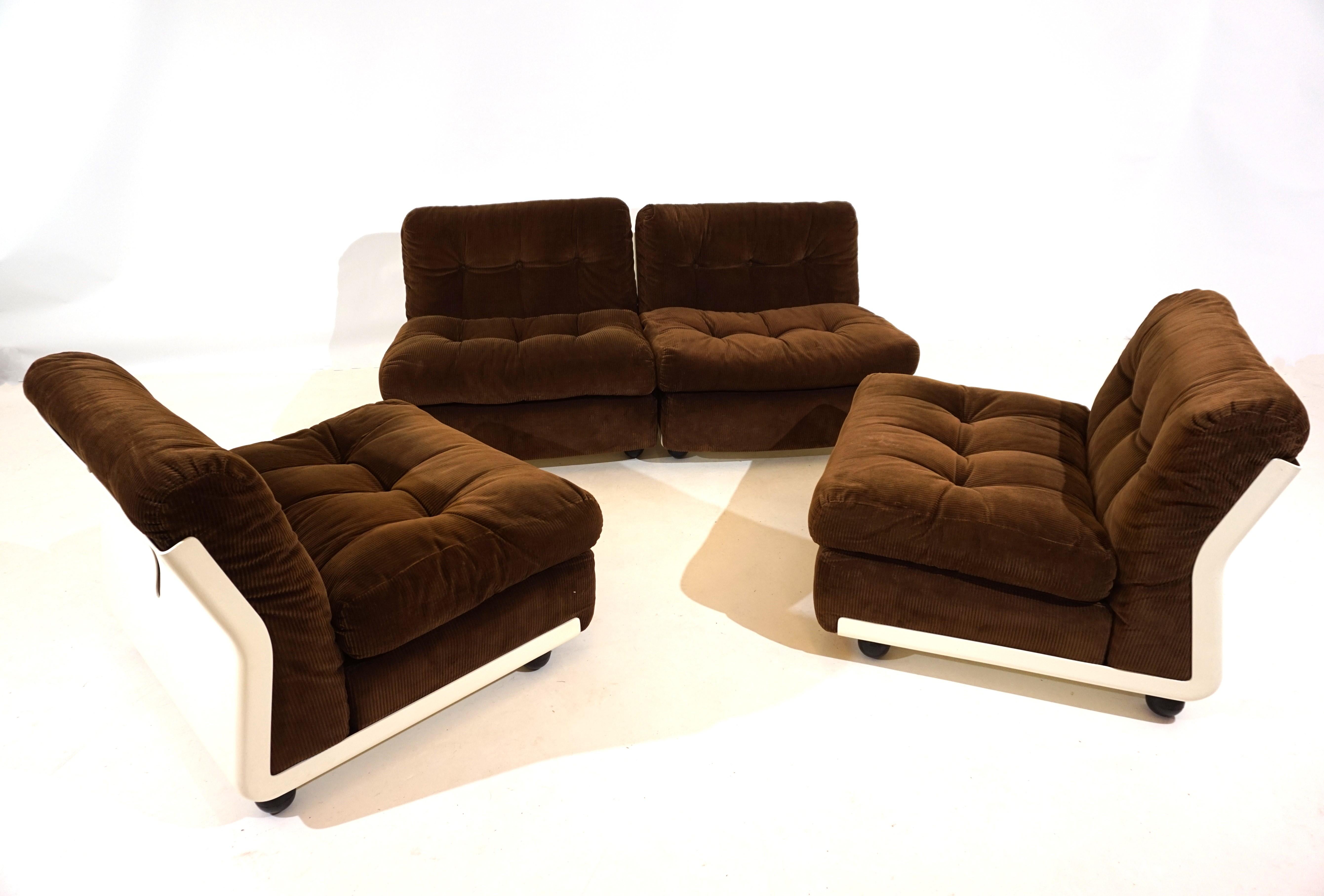 C&B Italia set of 4 Amanta Cord lounge chairs by Mario Bellini In Good Condition In Ludwigslust, DE
