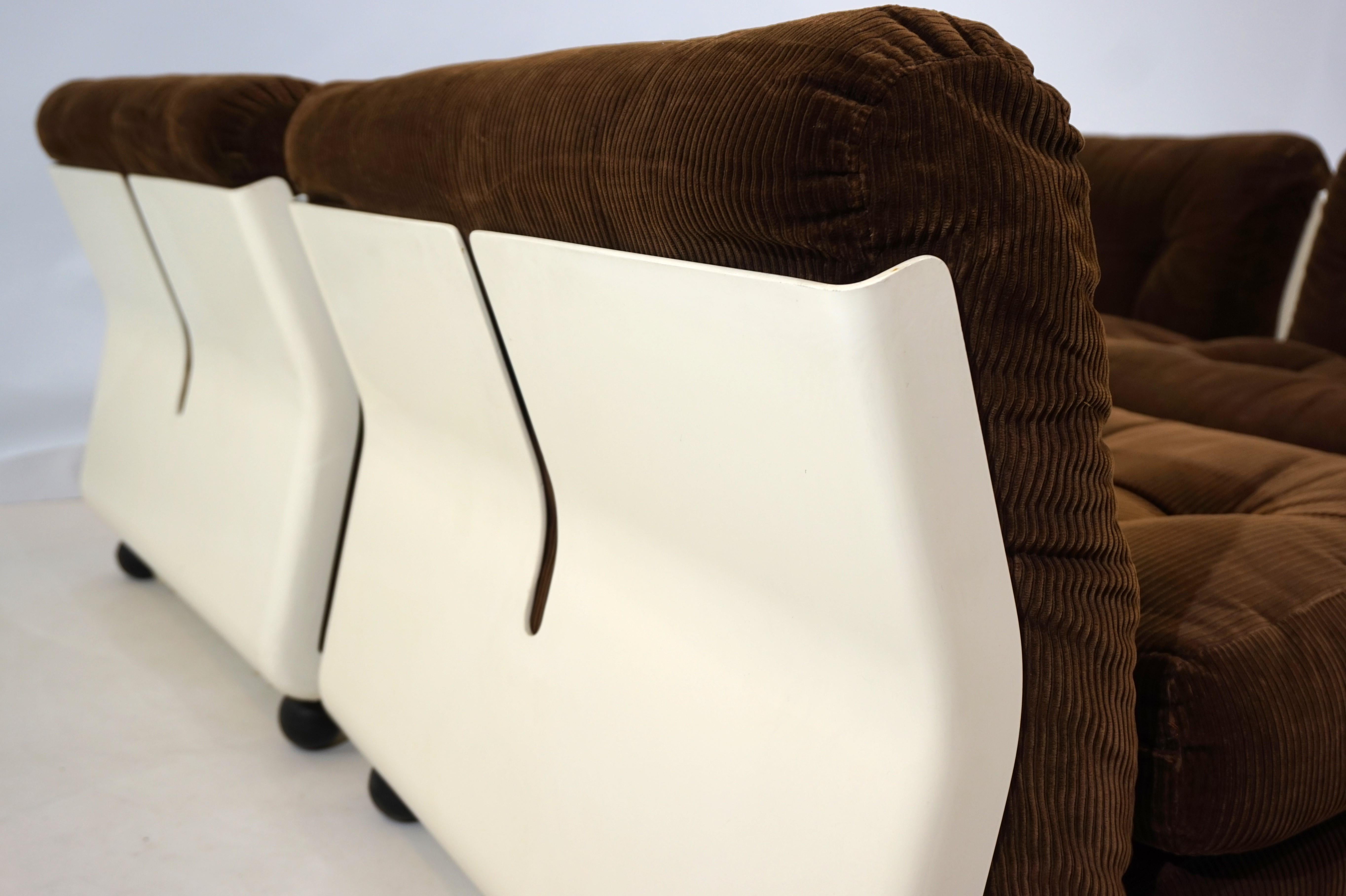 C&B Italia set of 4 Amanta Cord lounge chairs by Mario Bellini 1