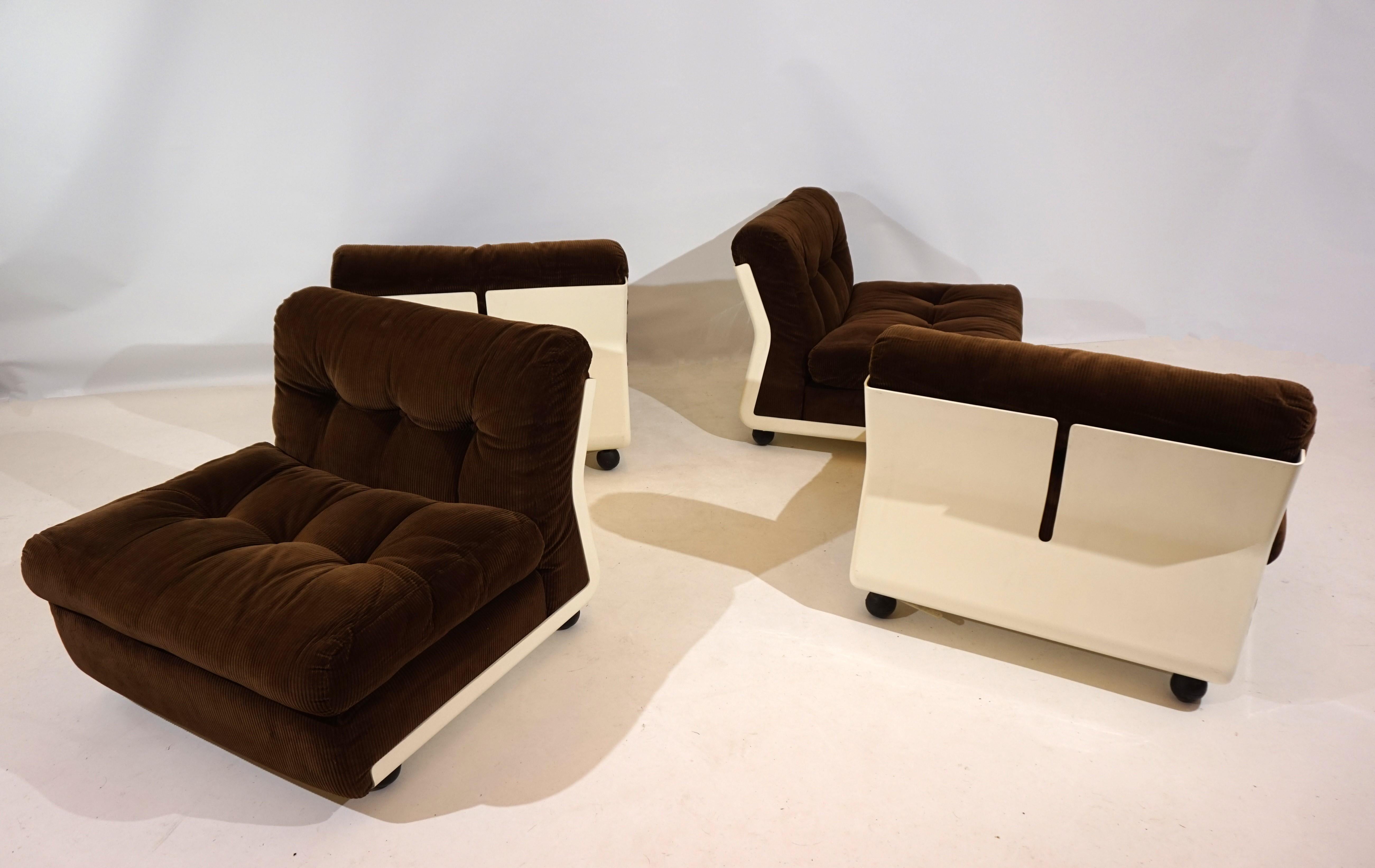 C&B Italia set of 4 Amanta Cord lounge chairs by Mario Bellini 2