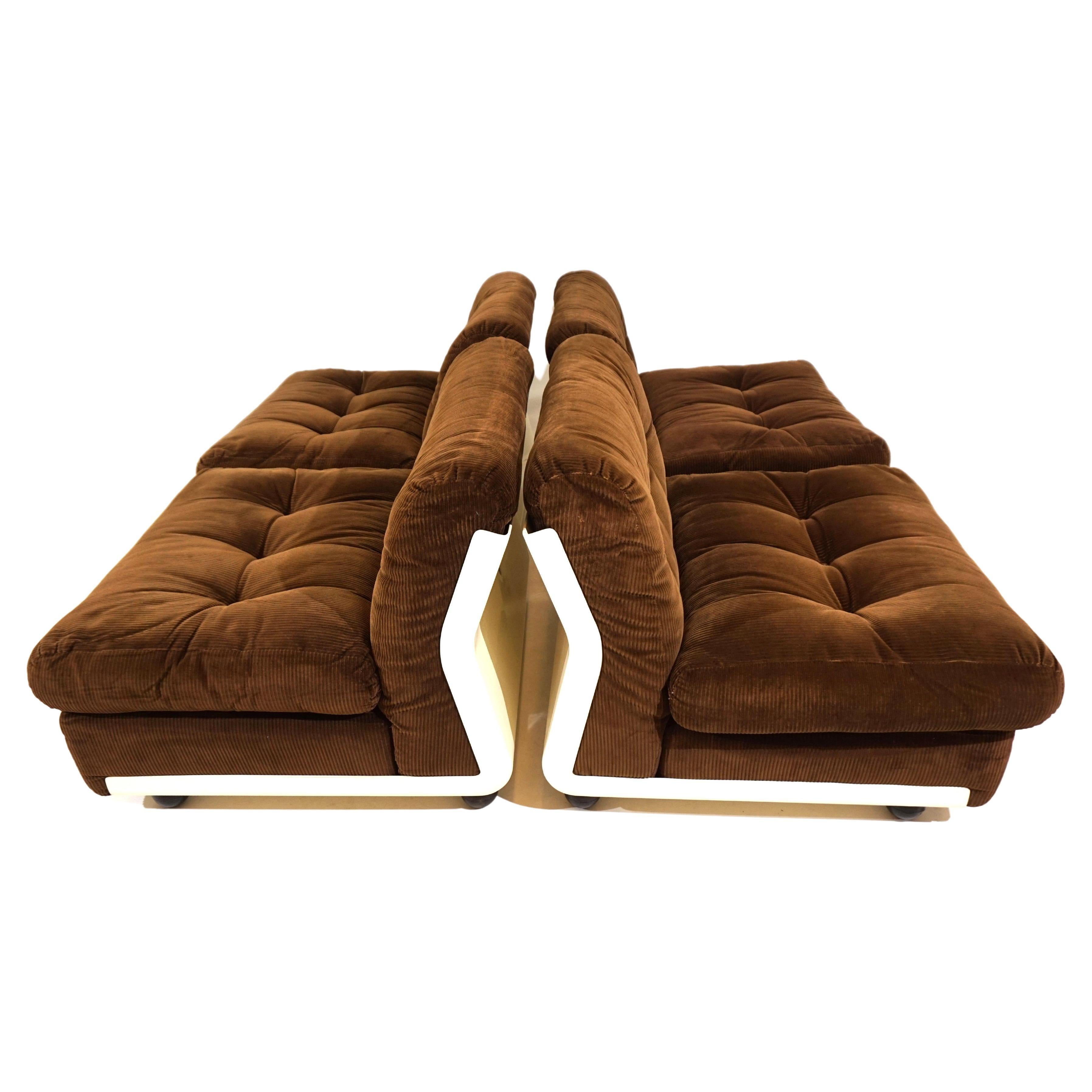 C&B Italia set of 4 Amanta Cord lounge chairs by Mario Bellini