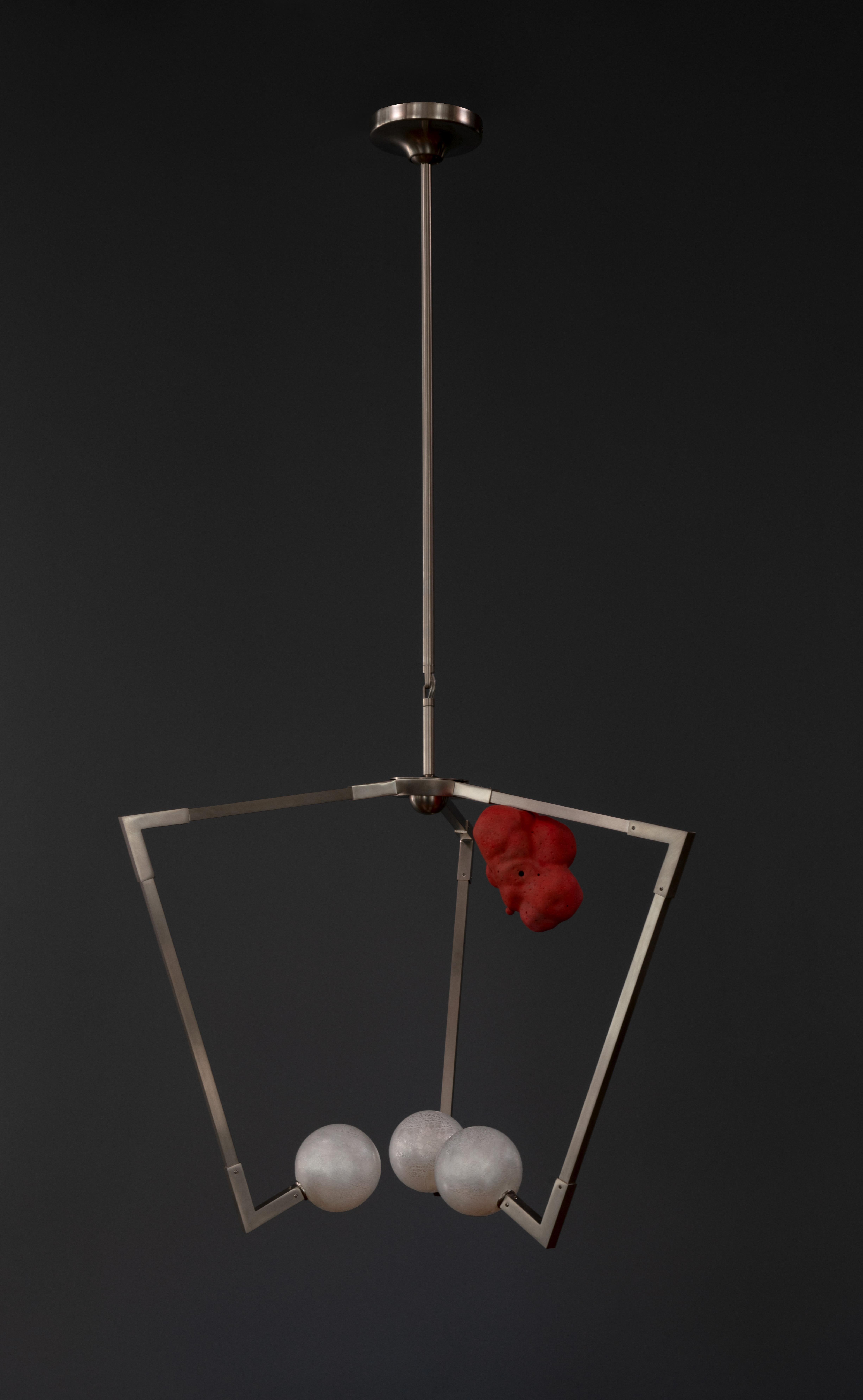 Contemporary CB/MD Chandelier in Brass, Porcelain & Glass Handmade by Andrea Claire Studio For Sale