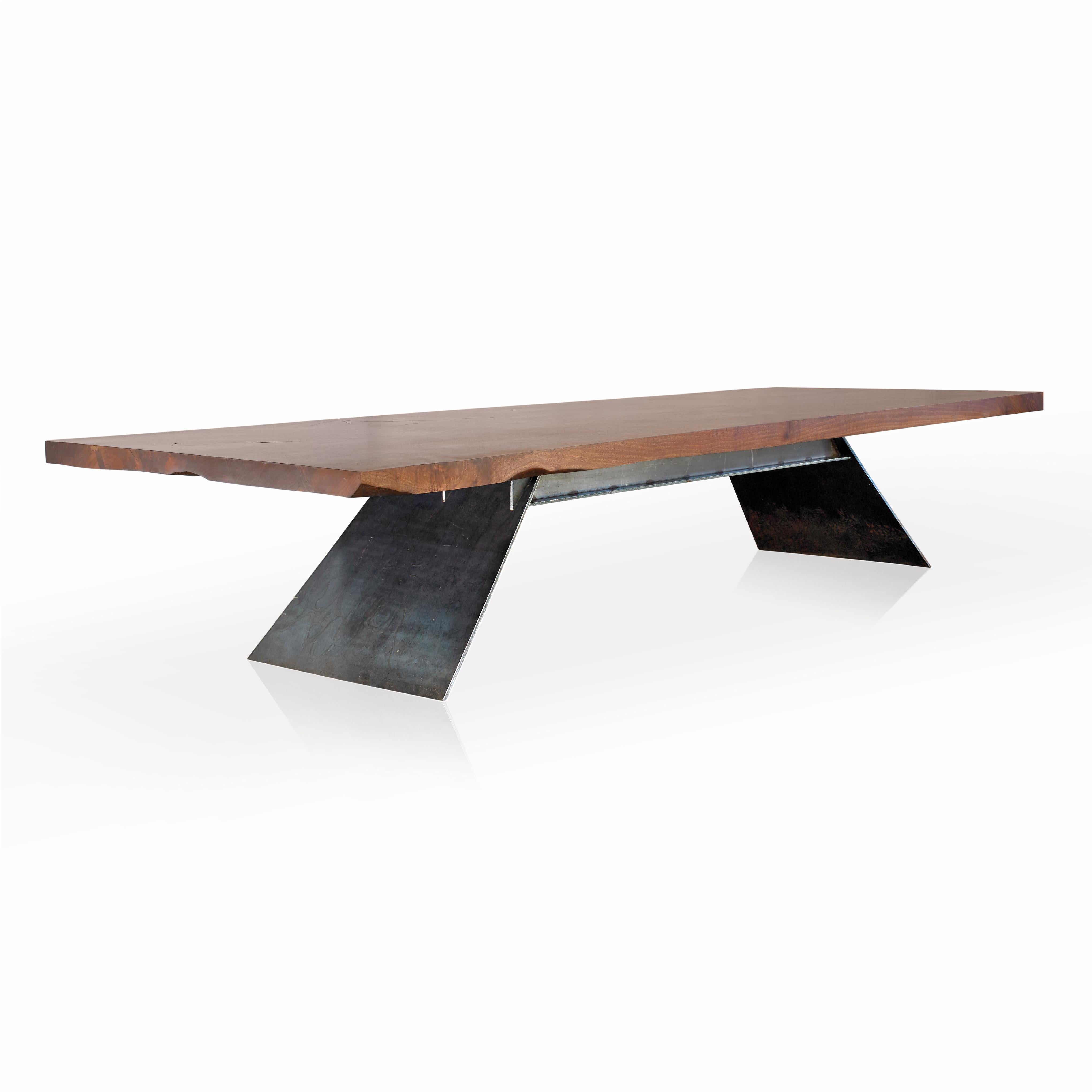 Canadian CB Metal and Claro Walnut Rectangle Table by Autonomous Furniture For Sale