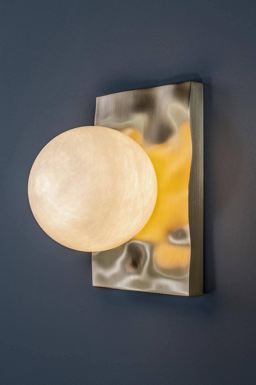 Modern CB Sconce 201 - Handblown glass and brass wall sconce by Andrea Claire Studio For Sale