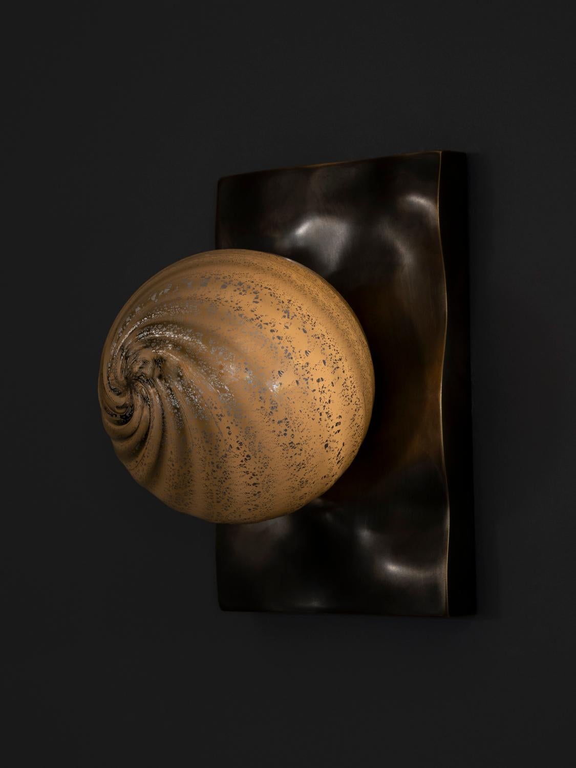 CB Sconce/ Handblown glass and brass wall mount by Andrea Claire Studio In New Condition For Sale In Los Angeles, CA