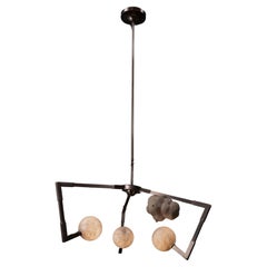 CB/SM Chandelier in Brass, Porcelain & Glass Handmade by Andrea Claire Studio