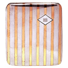 CB Sterling Silver Yellow Inlaid Cigarette Case