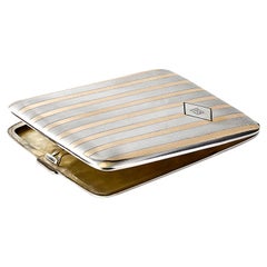 CB Sterling Silver Yellow Inlaid Cigarette Case