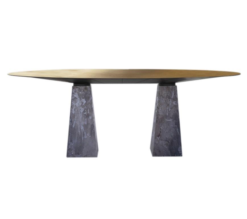 Polish CBS2 Limited Edition Sculptural Brass Table and Concrete Base by Jan Garncarek For Sale