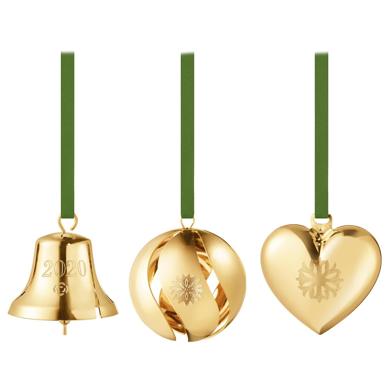 Cc 2020 3 Pcs Gift Set Bell, Ball, Heart Gold