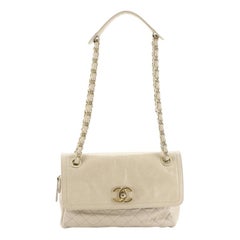 CC Chain Flap Quilted Glazed Calfskin Small