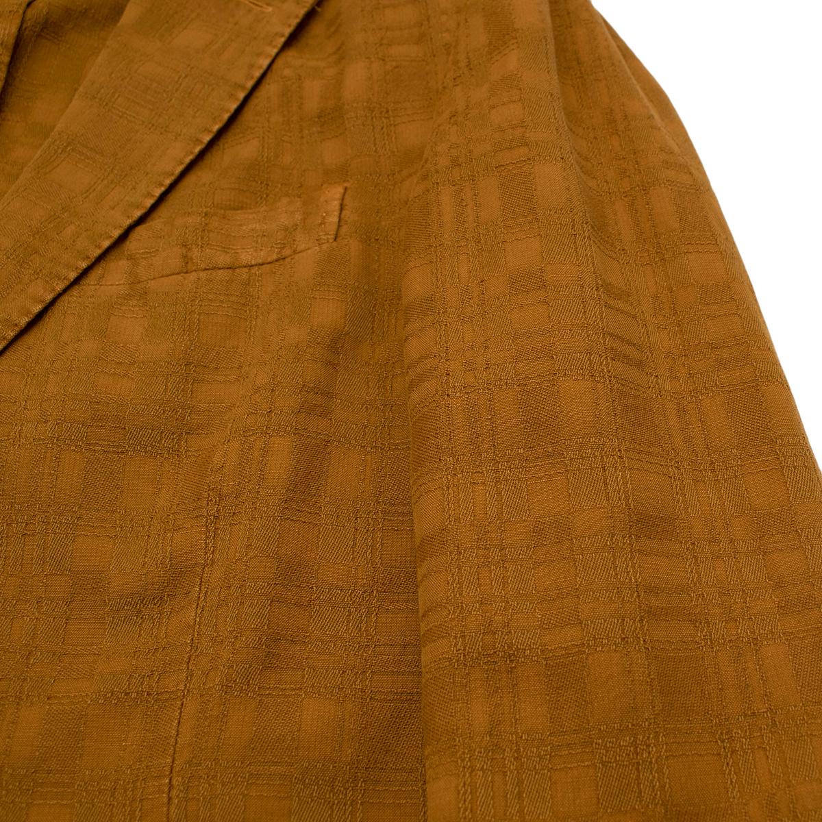 CC Collection Corneliani Ochre Cotton Linen Textured Blazer - US L In New Condition For Sale In London, GB