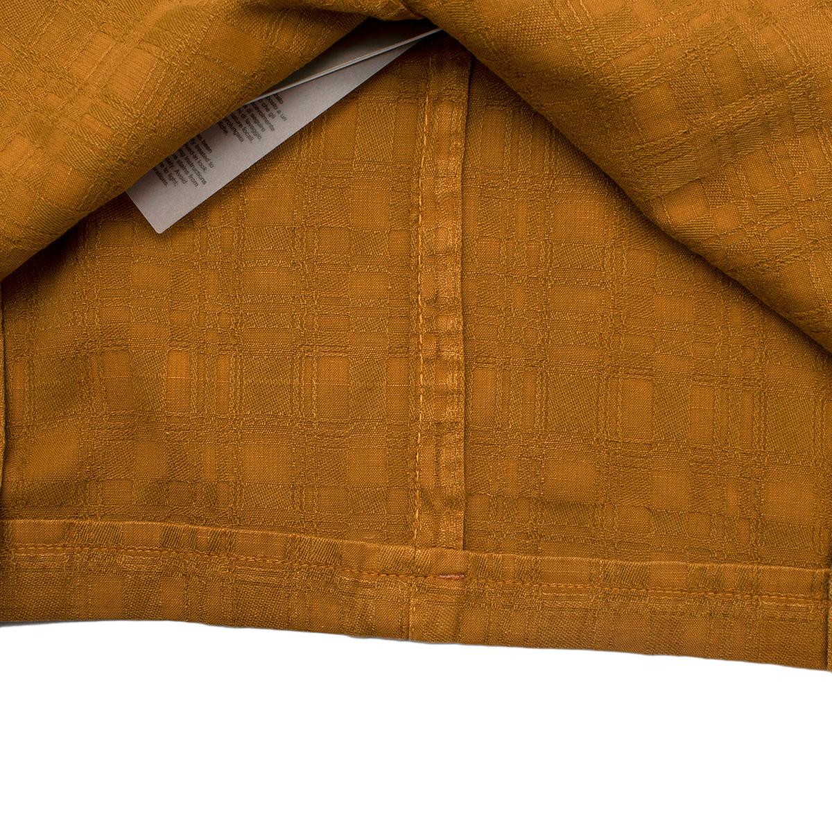 Men's CC Collection Corneliani Ochre Cotton Linen Textured Blazer - US L For Sale