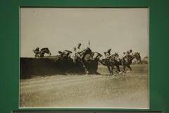 Westbury Steeplechase 1929 Belmont Park B&W Framed Photo w/ Pete Bostwick Aboard