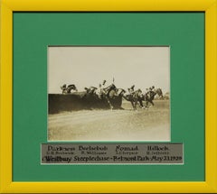 Antique Westbury Steeplechase 1929 Belmont Park B&W Framed Photo w/ Pete Bostwick Aboard