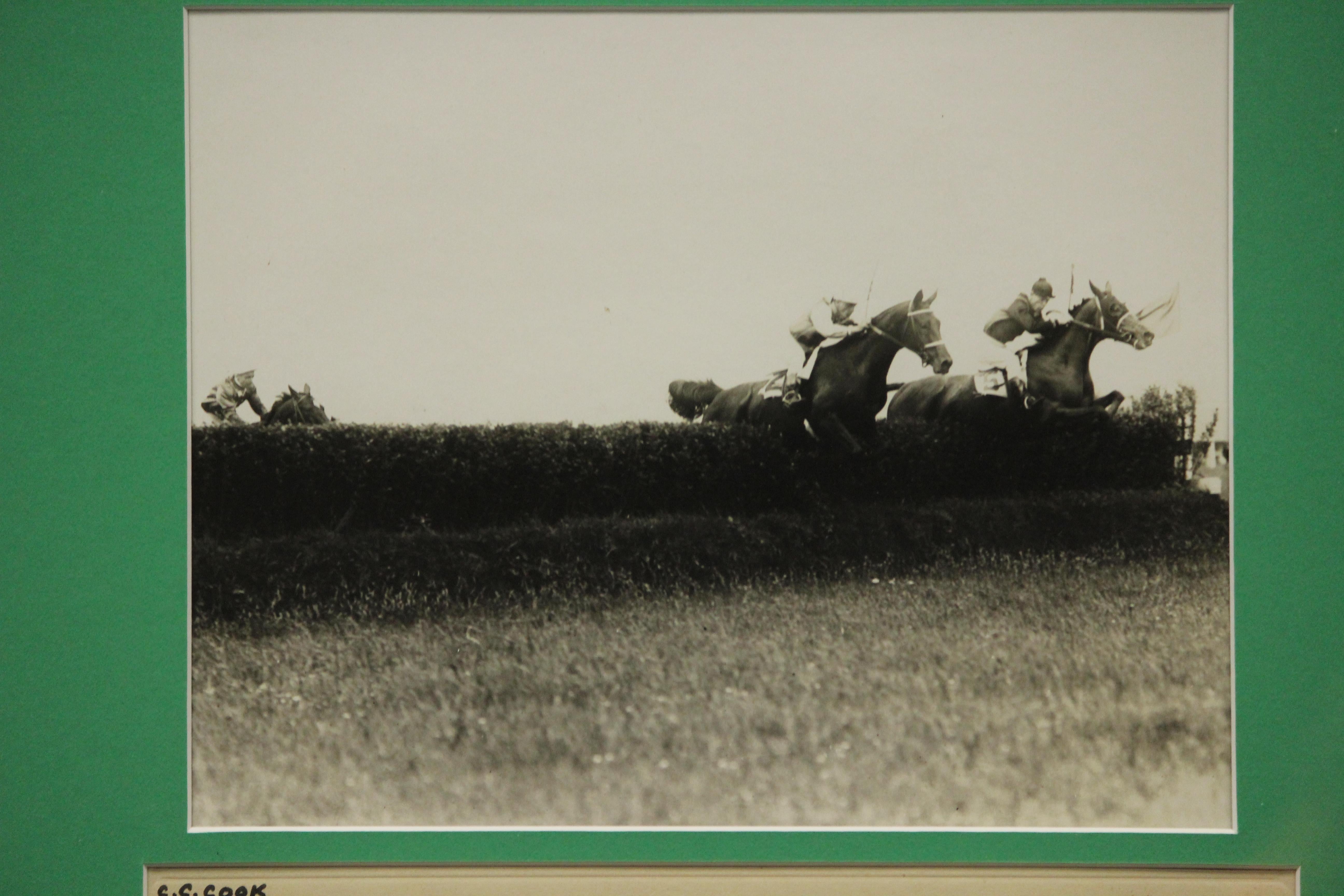 B&W photo of a steeplechase race at Aqueduct Racetrack dated June 30th 1928

Photo Sz: 7 1/2