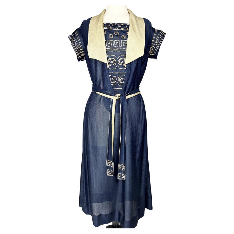 CC embroidered jersey knit silk Dress in the style of Coco Chanel