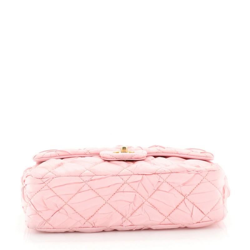 CC Flap Bag Quilted Pleated Satin Medium In Good Condition In NY, NY