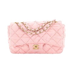 CC Flap Bag Quilted Pleated Satin Medium