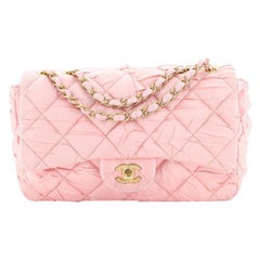 CC Flap Bag Quilted Pleated Satin Medium