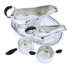 CC. Hermann Denmark Sterling Silver and Ebony Handle Serving Set