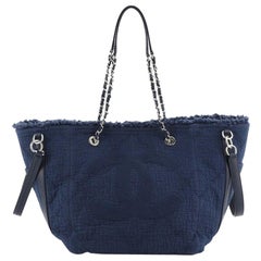 CC Open Tote Fringe Quilted Canvas Medium