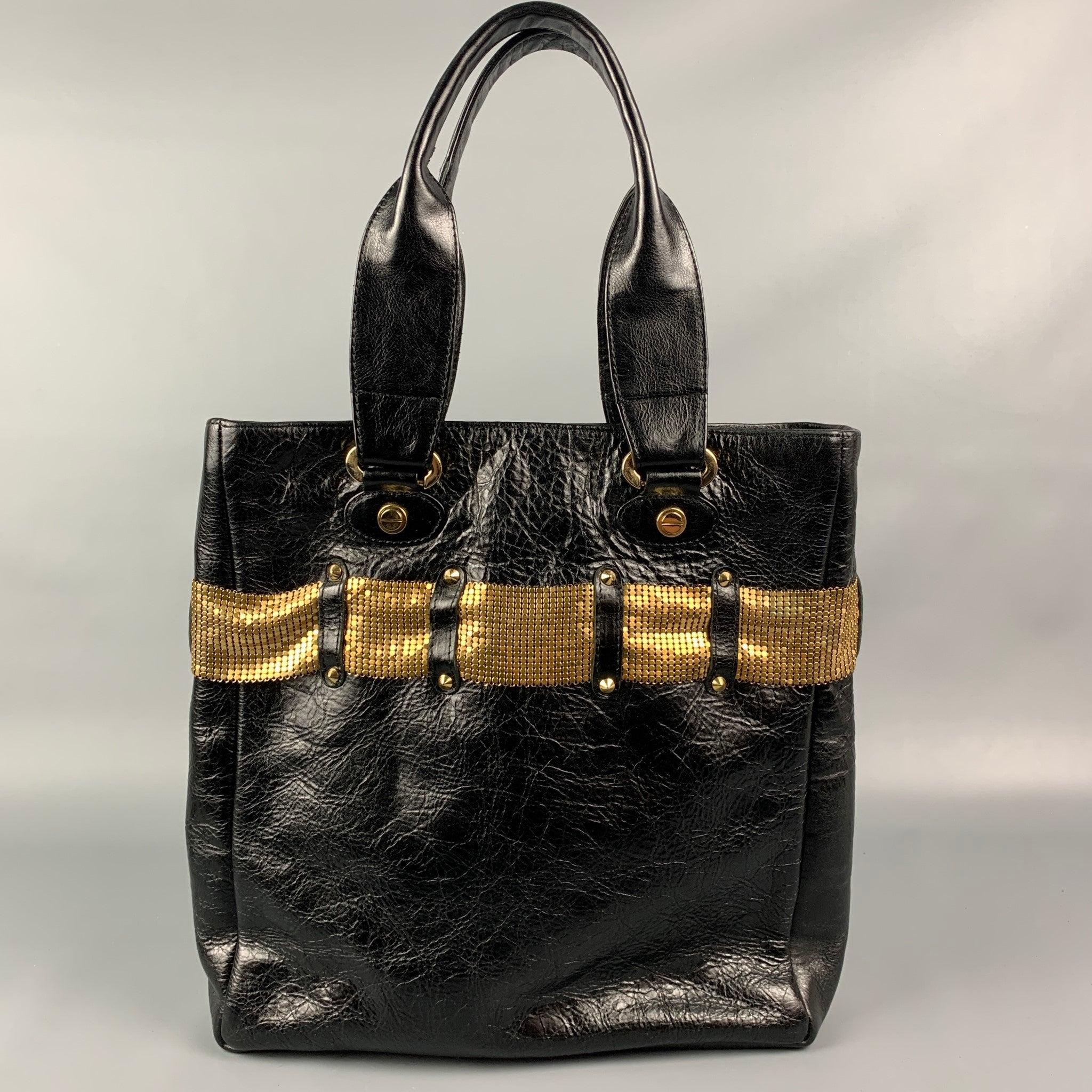 Women's CC SKYE Black & Gold Leather Tote Handbag