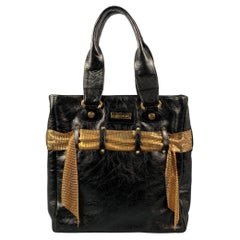 CC SKYE Black & Gold Leather Tote Handbag