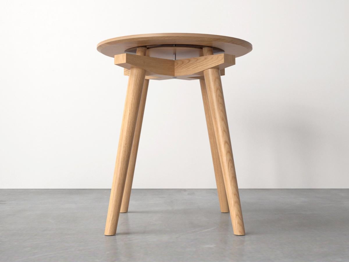 CC Stool in Natural Oak, solid wood frame and curved seat, height 44 cm, D40 cm For Sale 1