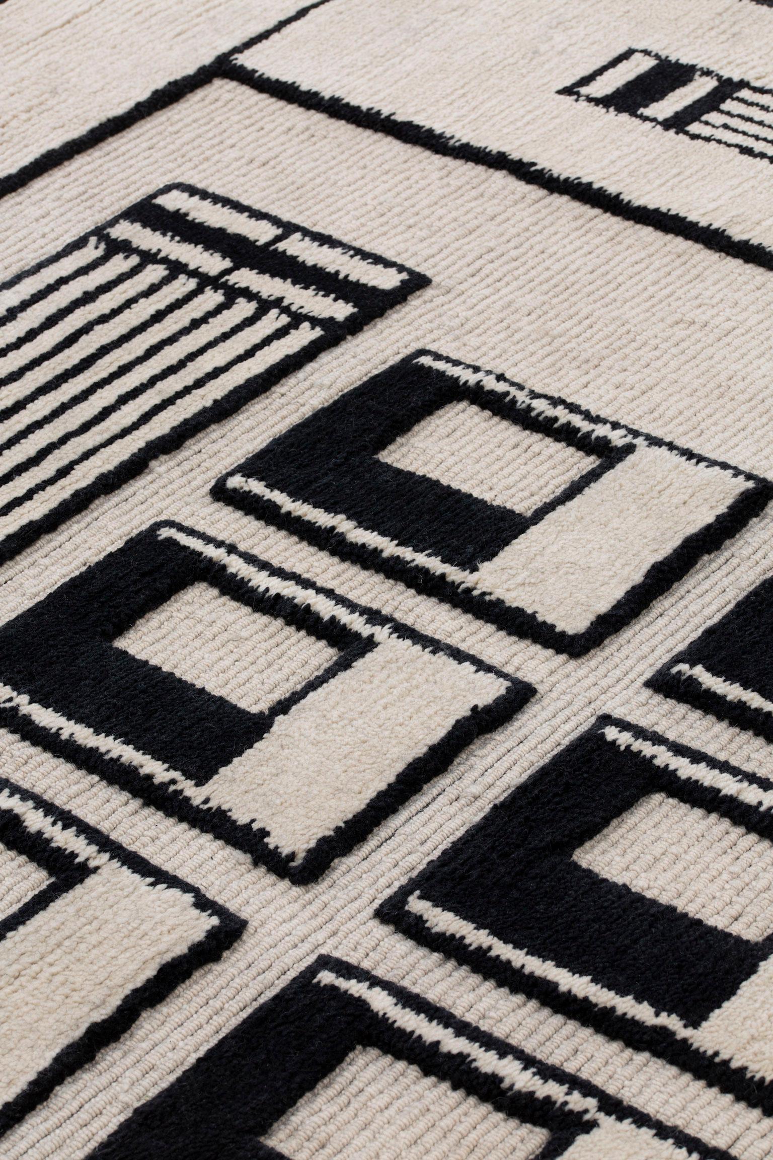 Asmara Collection by Federico Pepe, a tribute to the capital of Eritrea, the UNESCO World Heritage Site known for its futurist architecture. An innovative urbanistic utopia applied to an African context, which is evoked in the design of each rug in