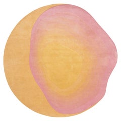cc-tapis Chroma Radiate Gelb Rosa Runder Handgefertigter Teppich von Germans Ermičs