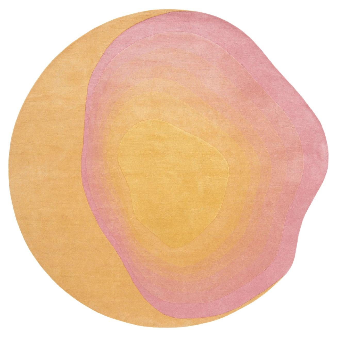 cc-tapis Chroma Radiate Yellow Pink Round Rug by Germans Ermičs For Sale
