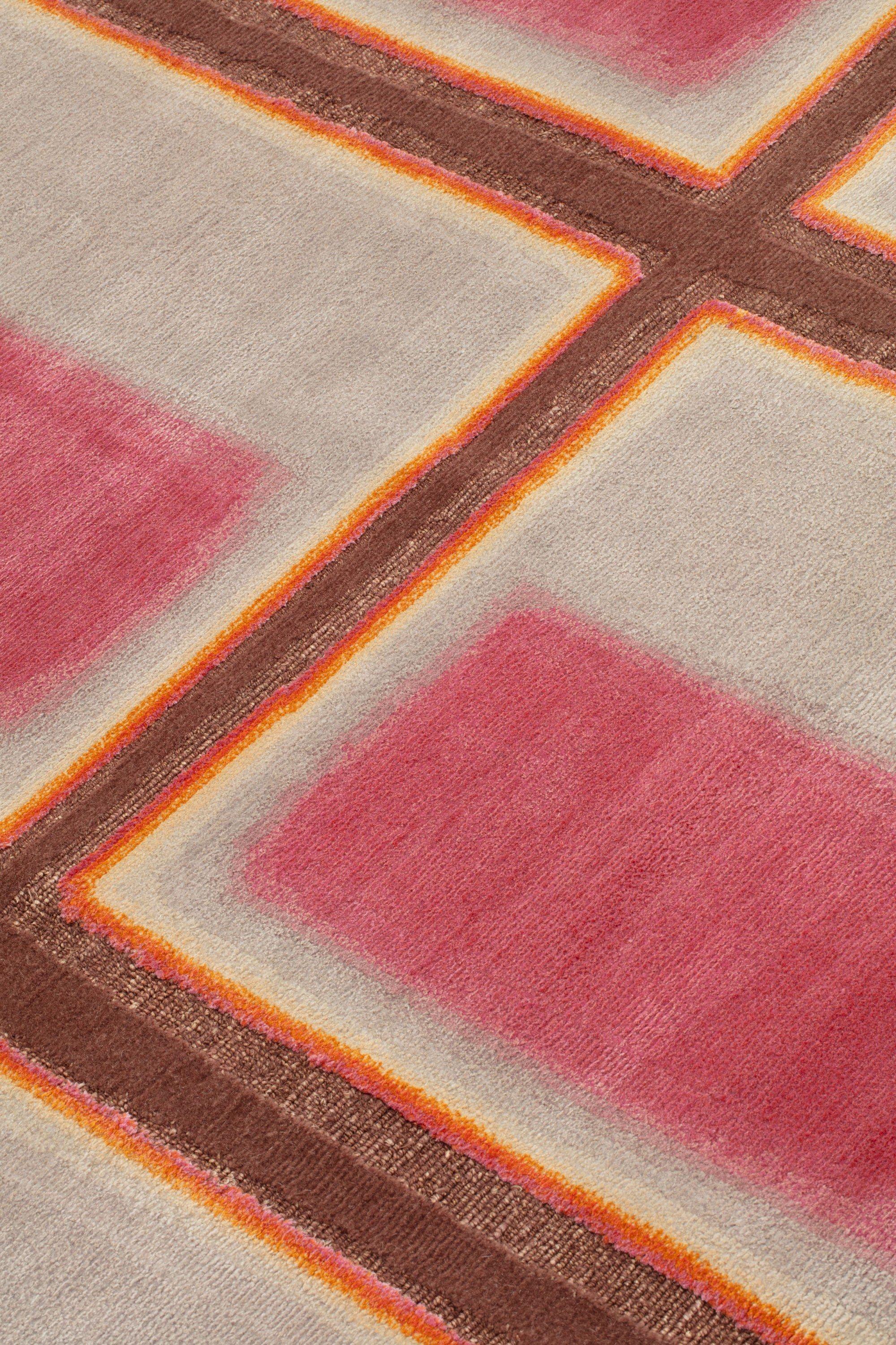 Népalais cc-tapis COMPOSITION 4 Tapis carré fait main par Kwangho Lee en vente