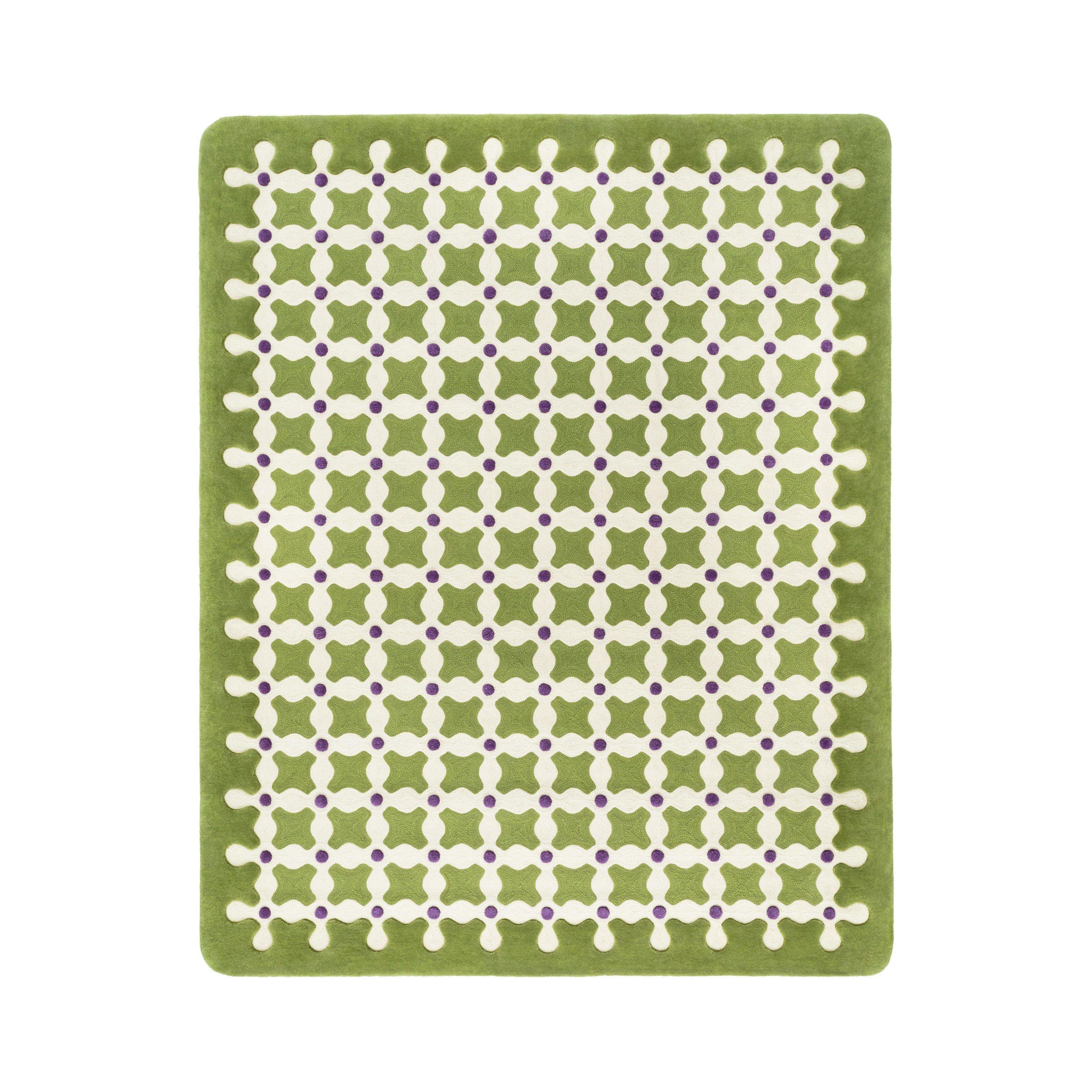 cc-tapis CRISS CROSS Tappeto medio fatto a mano in verde di India Mahdavi