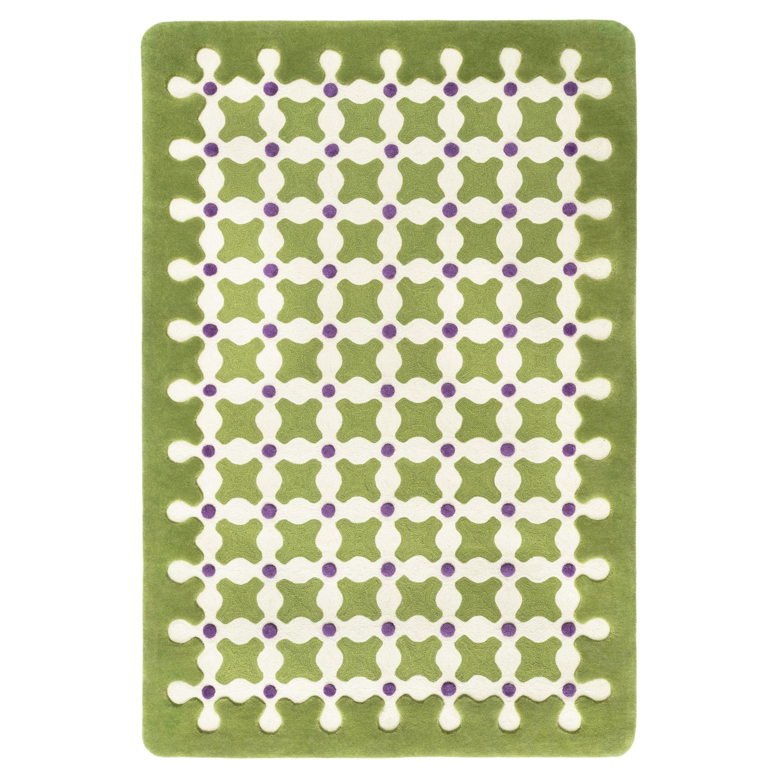 cc-tapis CRISS CROSS Piccolo tappeto fatto a mano in verde di India Mahdavi