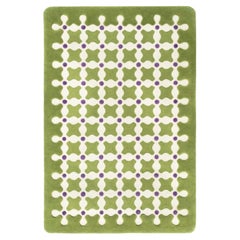 cc-tapis CRISS CROSS Kleiner handgefertigter Teppich in Grün von India Mahdavi