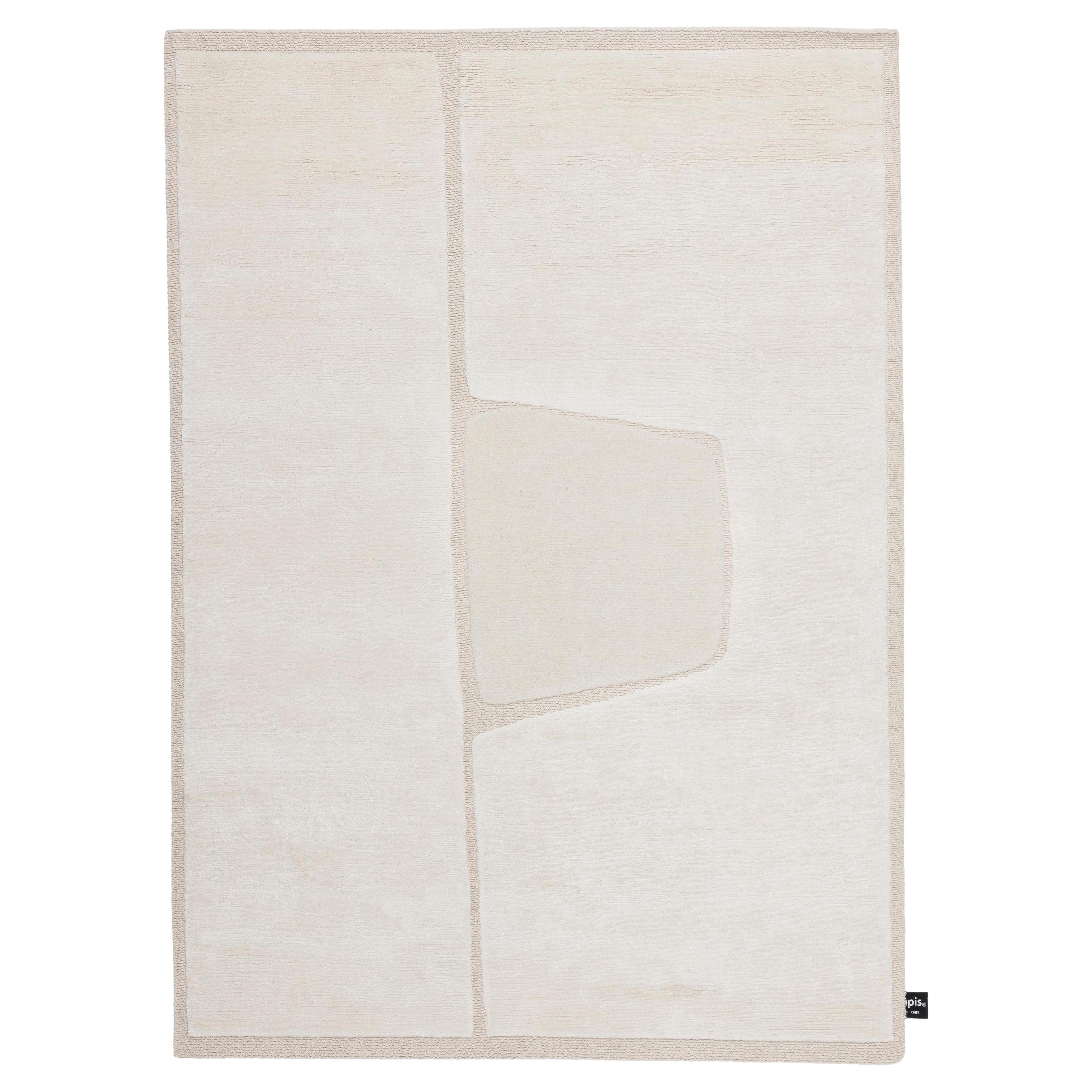 cc-tapis Cut Out Monocromo 2.0 Linen White Rug by A. Parisotto and M. Formenton For Sale