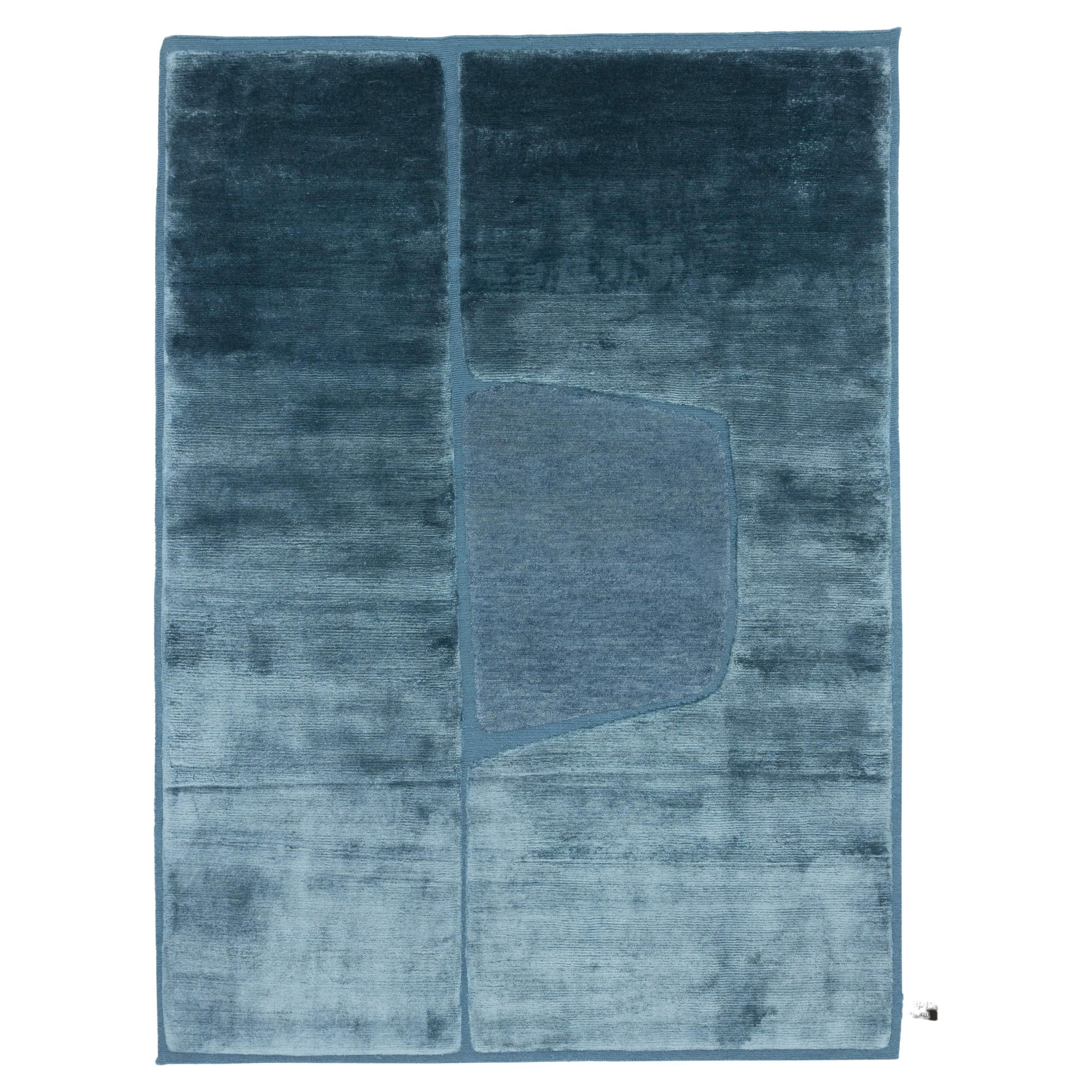 cc-tapis Cut Out Monocromo Rug in Petrol by A. Parisotto and M. Formenton For Sale