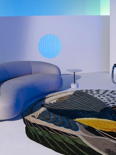 cc-tapis Feathers Round Shaped Handknotted Tibetan Rug by Maarten De Ceulaer
