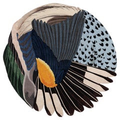 cc-tapis Feathers Round Shaped Handknotted Tibetan Rug by Maarten De Ceulaer