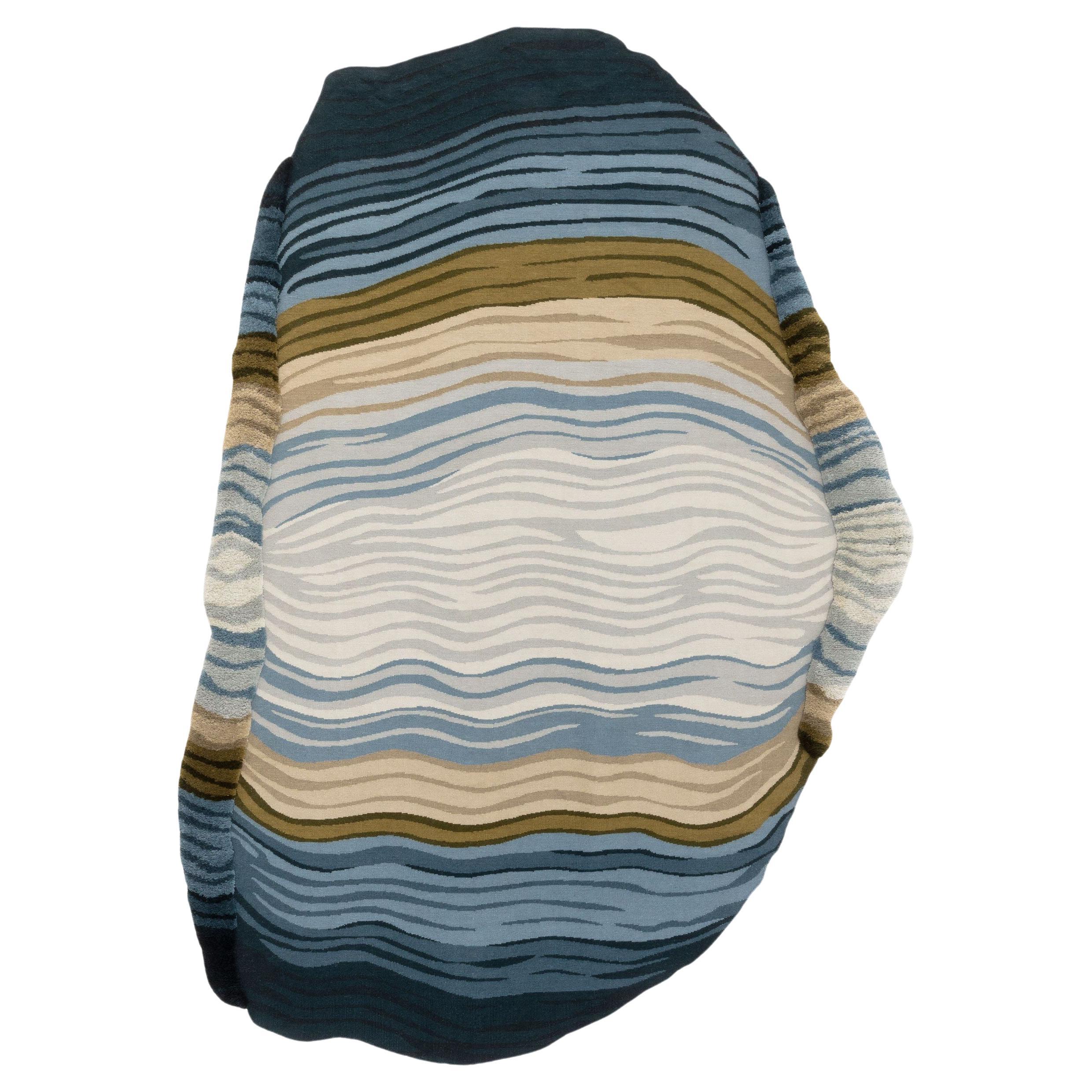 cc-tapis FOLDS Tappeto medio fatto a mano in verde blu di Cristián Mohaded