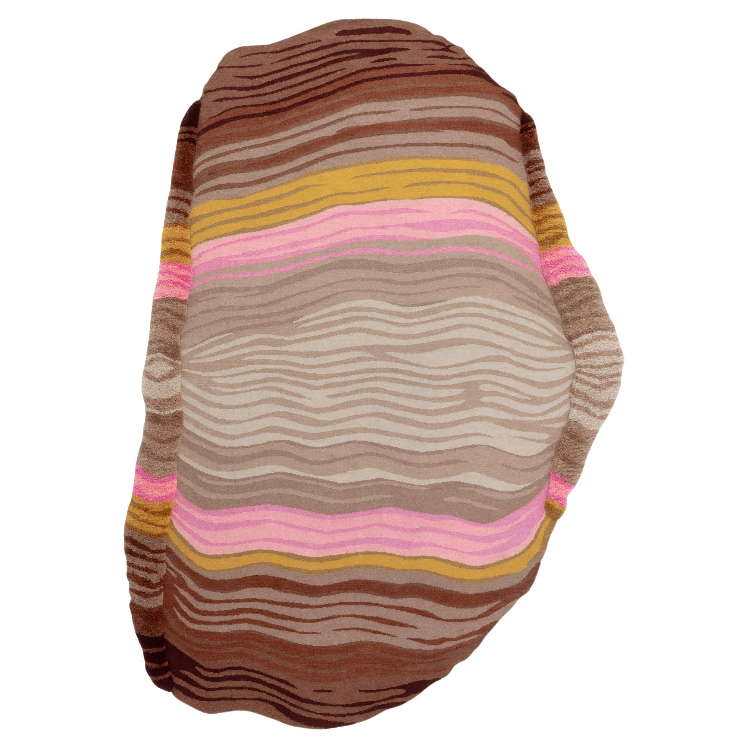 cc-tapis FOLDS Mittlerer handgefertigter Teppich in Rosa-Gelb von Cristián Mohaded im Angebot